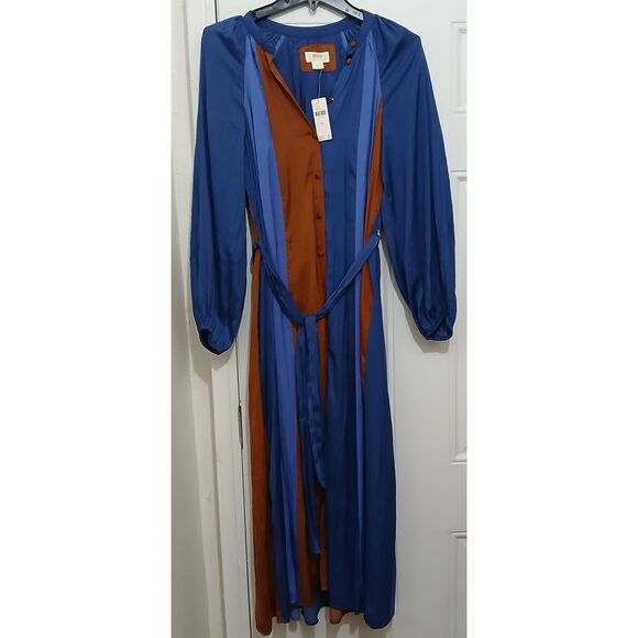 Anthropologie womens large puffer sleeve maxi lightweight flowy long dress blue - Picture 1 of 10